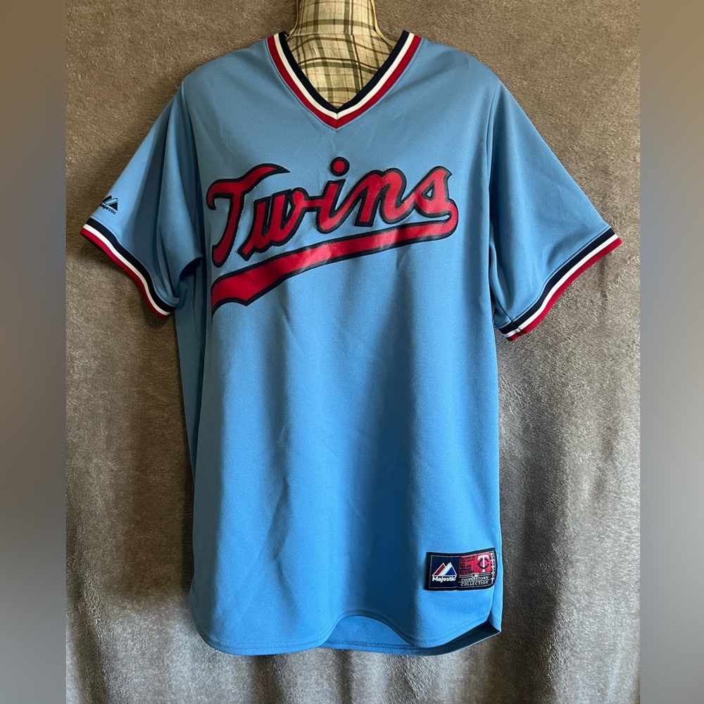 Men’s Majestic Blue and Red Twins Jersey